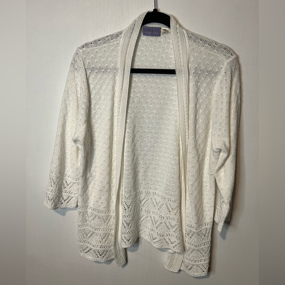 Laura Scott Sweaters - LAURA Scott Open Front Knit Cardigan White Size XL / EG